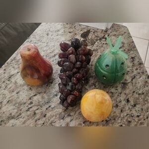 Elegant Stone Fruit Decor Set - Multicolor